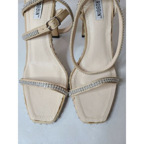 Cape Robbin Womens Hollywood Heels Size 8 Nude Strappy Rhinestones Sandals Prom - Picture 7 of 11